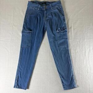 Pink Label Women’s Cargo Skinny Jeans Light Wash Blue Stretch Size 5 Y2K